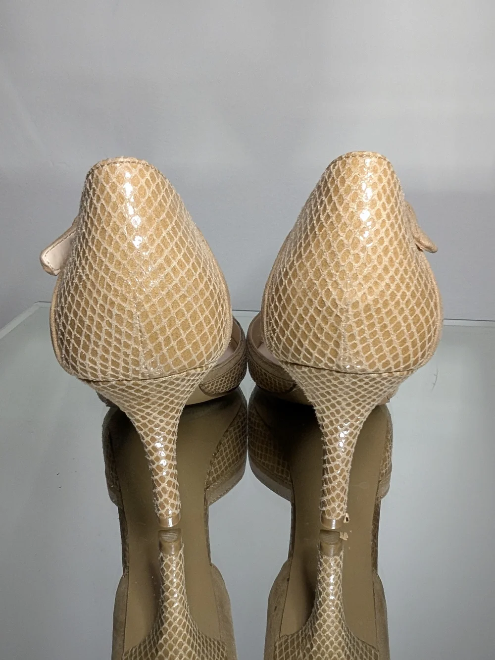 Nine West Beige Pointed-Toe Ankle Strap Pumps